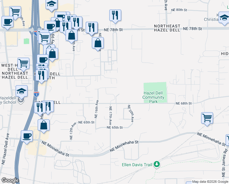 map of restaurants, bars, coffee shops, grocery stores, and more near 6812 Northeast 17th Avenue in Vancouver