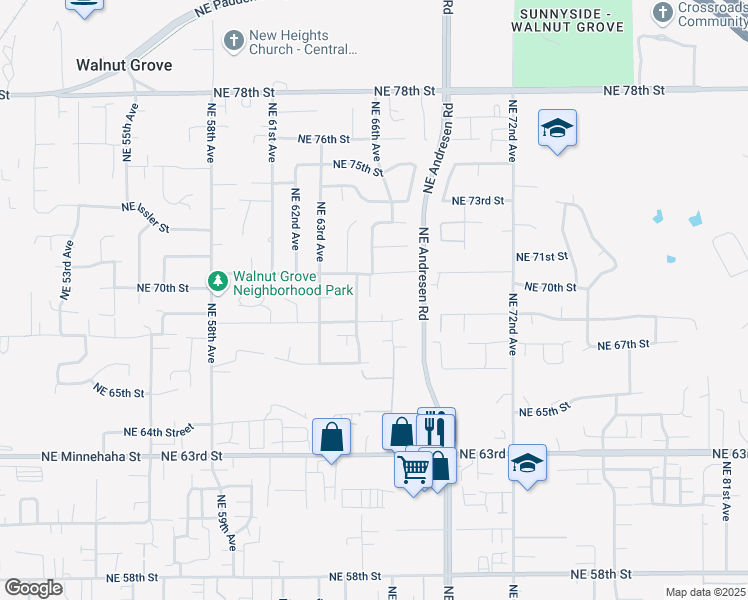 map of restaurants, bars, coffee shops, grocery stores, and more near 6512 Northeast 68th Street in Vancouver