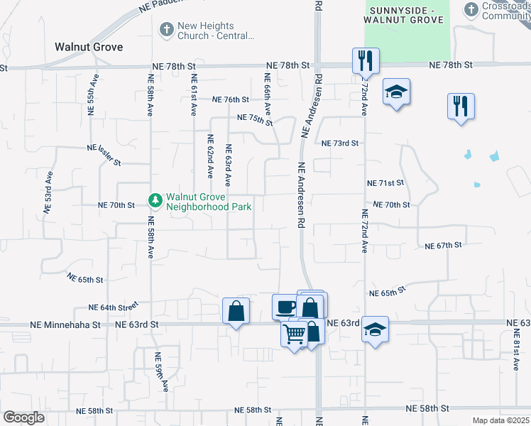 map of restaurants, bars, coffee shops, grocery stores, and more near 6512 Northeast 68th Street in Vancouver