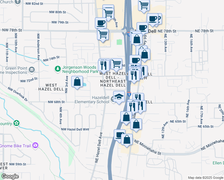 map of restaurants, bars, coffee shops, grocery stores, and more near 508 Northeast Anderson Street in Vancouver