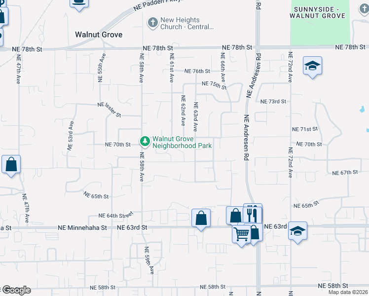 map of restaurants, bars, coffee shops, grocery stores, and more near 6809 Northeast 62nd Court in Vancouver