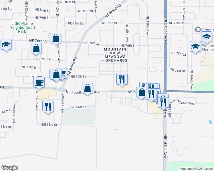 map of restaurants, bars, coffee shops, grocery stores, and more near 15306 Northeast Fourth Plain Boulevard in Vancouver