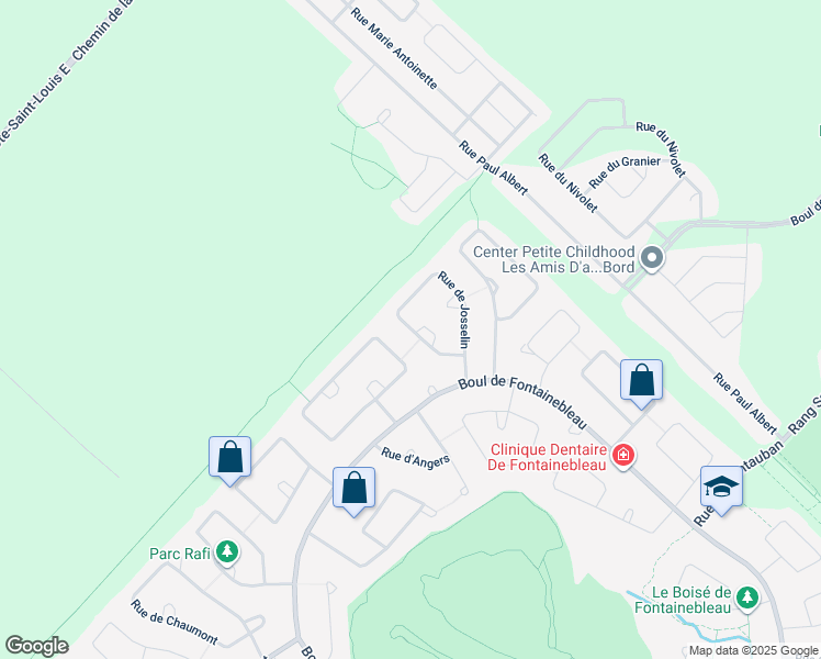 map of restaurants, bars, coffee shops, grocery stores, and more near 56 Rue de Josselin in Blainville