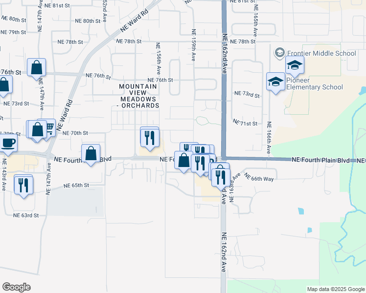 map of restaurants, bars, coffee shops, grocery stores, and more near 15806 Northeast 69th Street in Vancouver