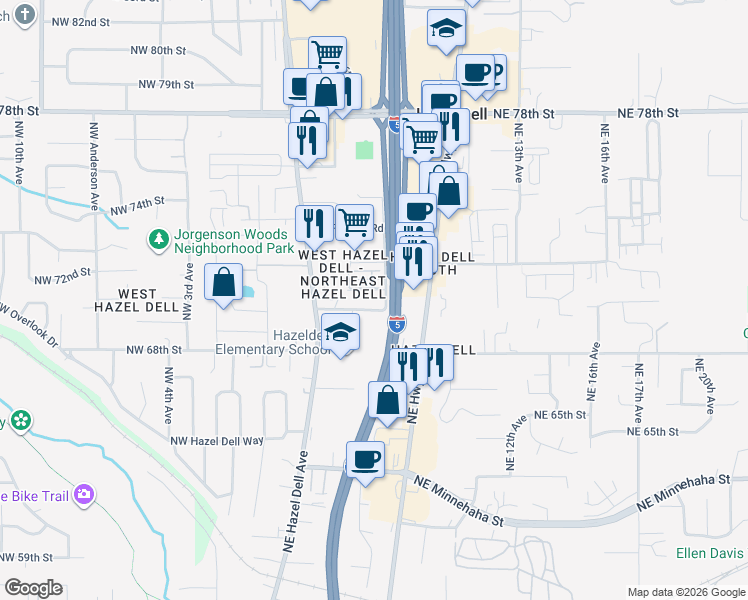 map of restaurants, bars, coffee shops, grocery stores, and more near 556 Northeast Anderson Street in Vancouver