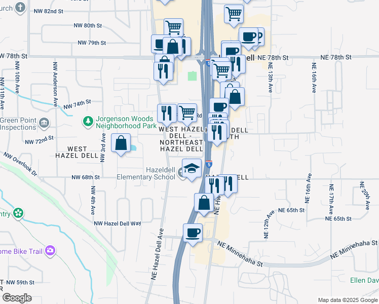 map of restaurants, bars, coffee shops, grocery stores, and more near 552 Northeast Anderson Street in Vancouver