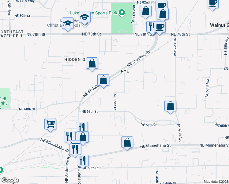 map of restaurants, bars, coffee shops, grocery stores, and more near 7018 Northeast 40th Avenue in Vancouver