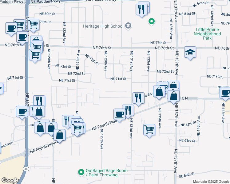 map of restaurants, bars, coffee shops, grocery stores, and more near Sunrise Acres in Vancouver