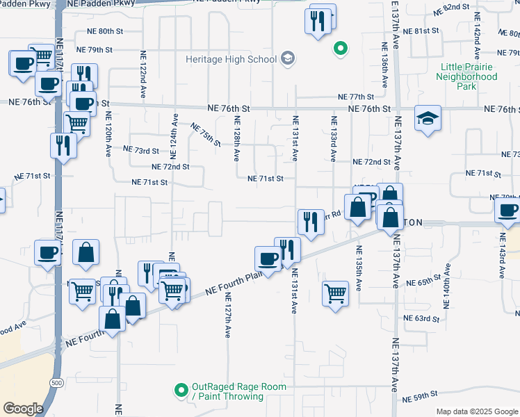 map of restaurants, bars, coffee shops, grocery stores, and more near 7090 Northeast 131st Avenue in Vancouver