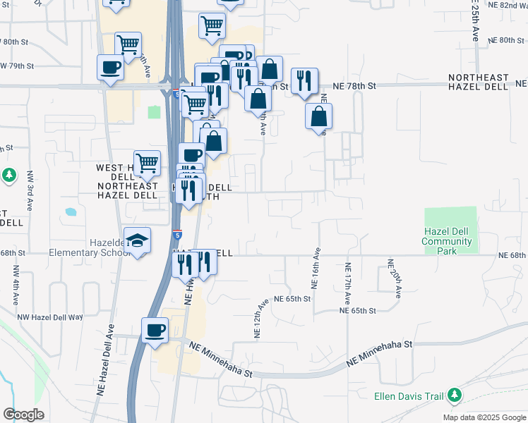 map of restaurants, bars, coffee shops, grocery stores, and more near 7017 Northeast 12th Avenue in Vancouver