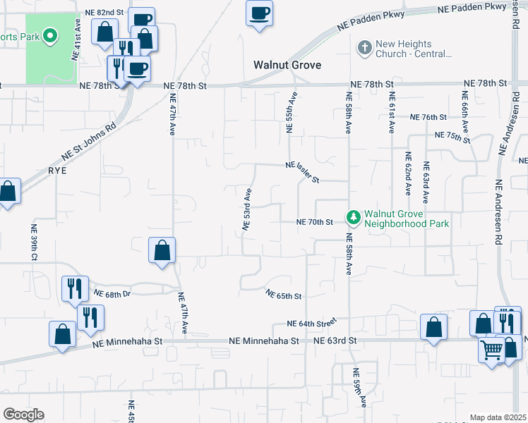 map of restaurants, bars, coffee shops, grocery stores, and more near 5313 Northeast 71st Street in Vancouver