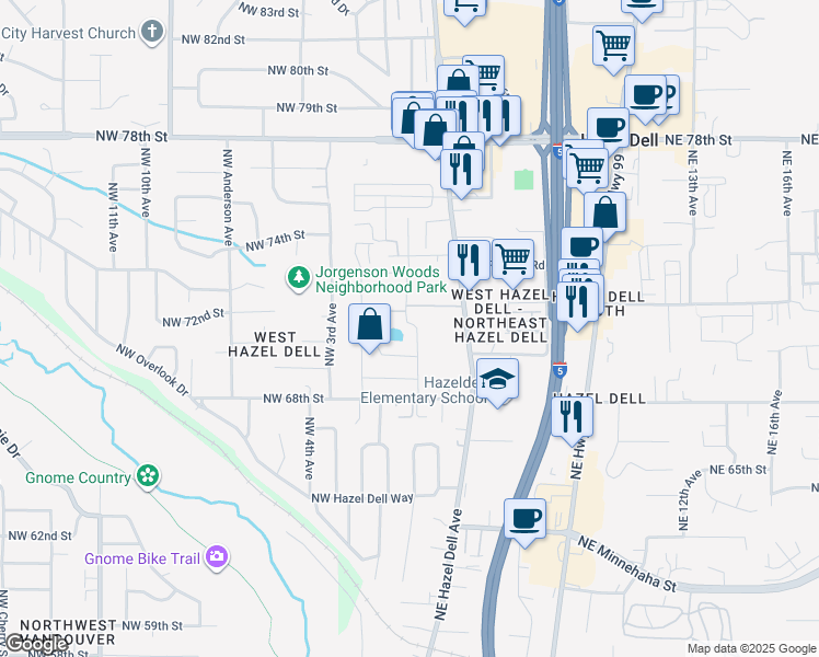 map of restaurants, bars, coffee shops, grocery stores, and more near 7010 Northeast 2nd Avenue in Vancouver