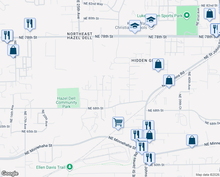 map of restaurants, bars, coffee shops, grocery stores, and more near 2720 Northeast 71st Street in Vancouver