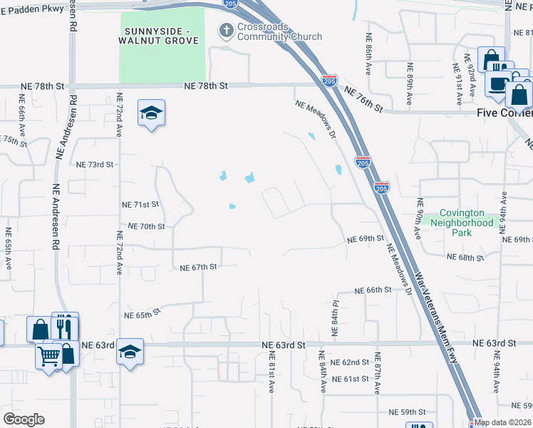 map of restaurants, bars, coffee shops, grocery stores, and more near 8008 Northeast 71st Loop in Vancouver