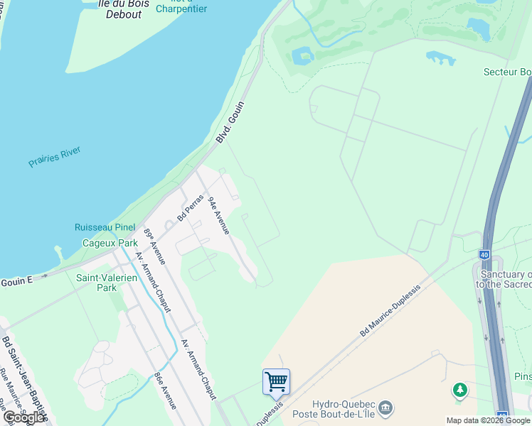 map of restaurants, bars, coffee shops, grocery stores, and more near 12384 Rue Trefflé-Berthiaume in Montréal