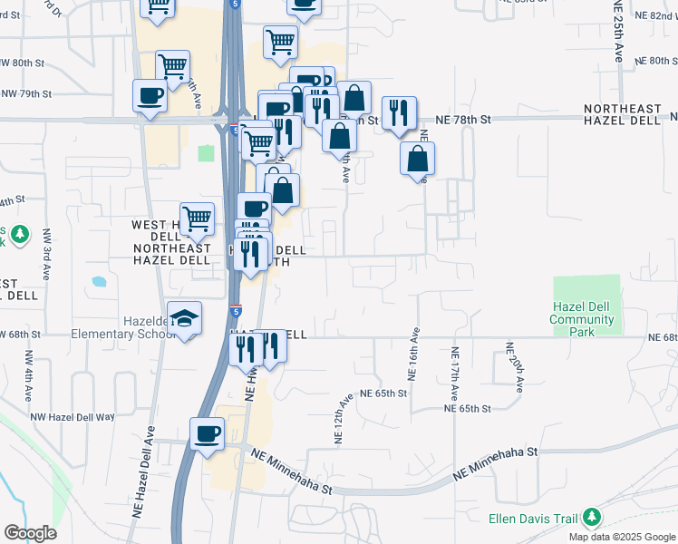 map of restaurants, bars, coffee shops, grocery stores, and more near 7017 Northeast 12th Avenue in Vancouver