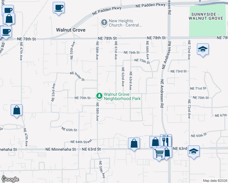 map of restaurants, bars, coffee shops, grocery stores, and more near 7016 Northeast 61st Avenue in Vancouver