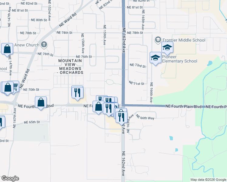 map of restaurants, bars, coffee shops, grocery stores, and more near 15818 Northeast 69th Street in Vancouver