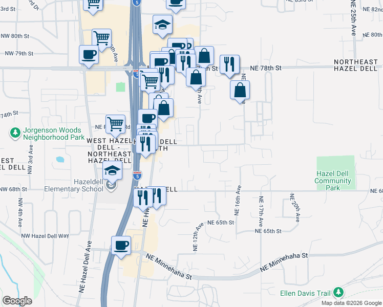 map of restaurants, bars, coffee shops, grocery stores, and more near 7017 Northeast 12th Avenue in Vancouver