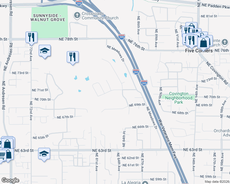 map of restaurants, bars, coffee shops, grocery stores, and more near 8305 Northeast 71st Street in Vancouver