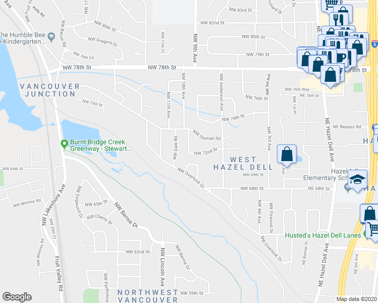 map of restaurants, bars, coffee shops, grocery stores, and more near 1775 Northwest 10th Avenue in Vancouver