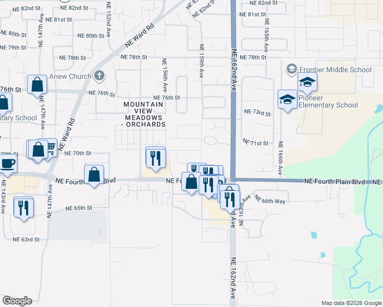 map of restaurants, bars, coffee shops, grocery stores, and more near 15806 Northeast 69th Street in Vancouver