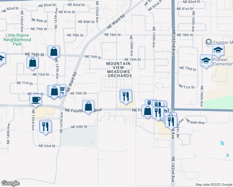 map of restaurants, bars, coffee shops, grocery stores, and more near 15306 Northeast Fourth Plain Boulevard in Vancouver