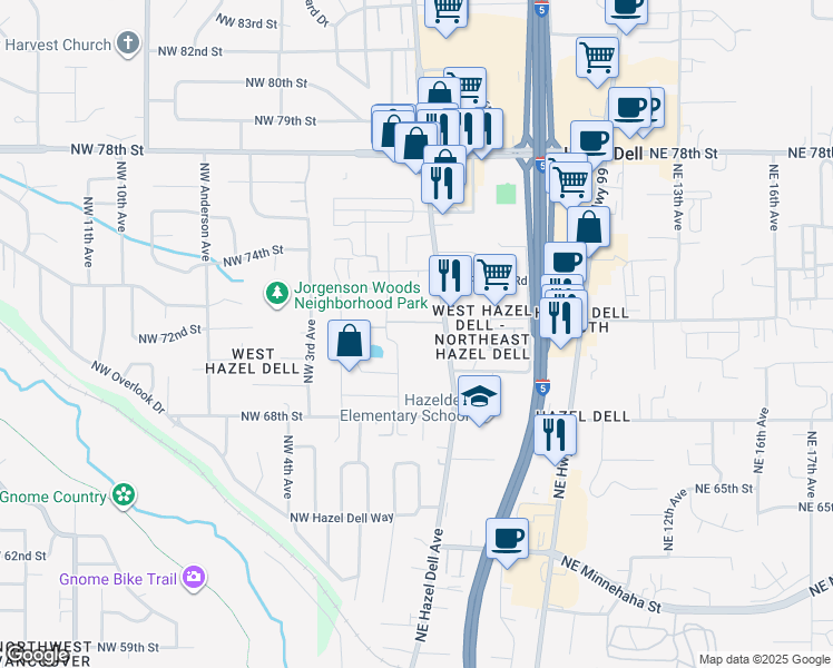 map of restaurants, bars, coffee shops, grocery stores, and more near 7010 Northeast 2nd Avenue in Vancouver