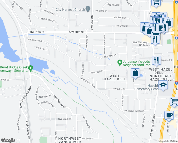 map of restaurants, bars, coffee shops, grocery stores, and more near 1476 Northwest 10th Avenue in Vancouver