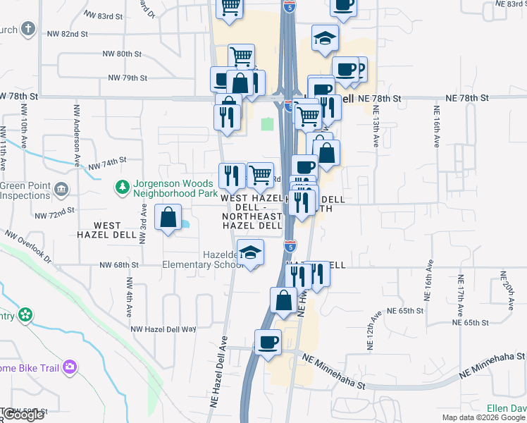 map of restaurants, bars, coffee shops, grocery stores, and more near 556 Northeast Anderson Street in Vancouver