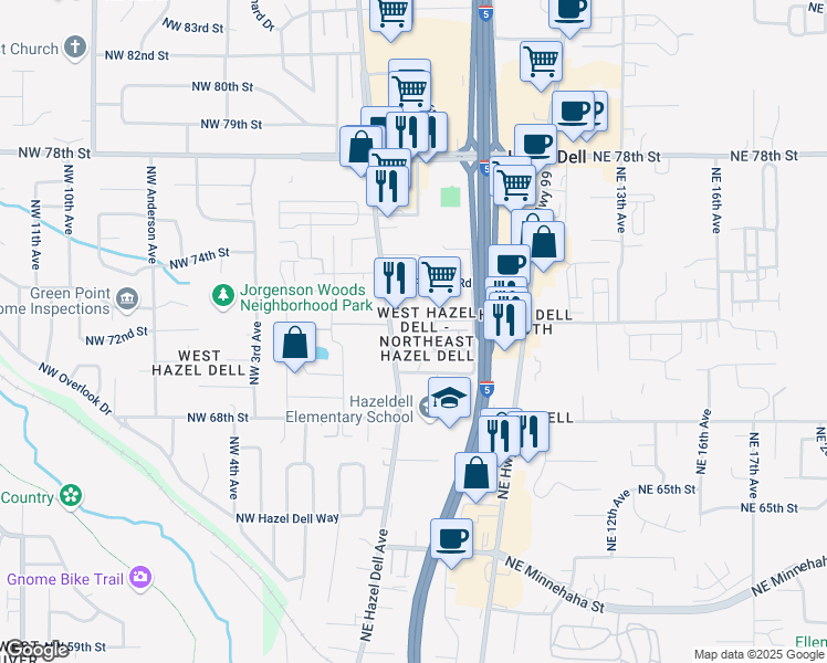 map of restaurants, bars, coffee shops, grocery stores, and more near 512 Northeast Anderson Street in Vancouver