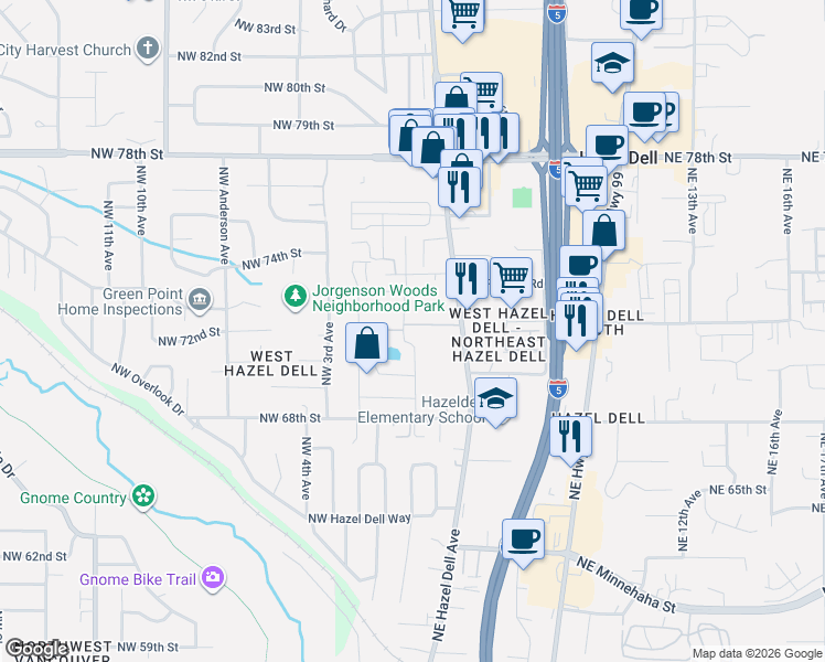 map of restaurants, bars, coffee shops, grocery stores, and more near 7017 Northeast 2nd Avenue in Vancouver