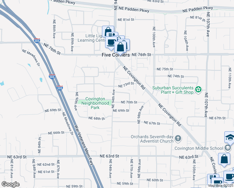 map of restaurants, bars, coffee shops, grocery stores, and more near 9508 Northeast 70th Street in Vancouver
