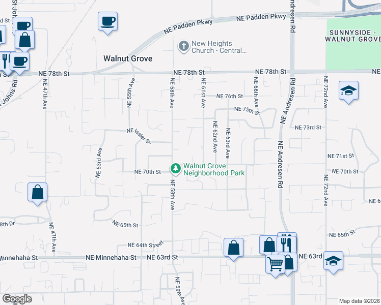 map of restaurants, bars, coffee shops, grocery stores, and more near 7108 Northeast 60th Avenue in Vancouver