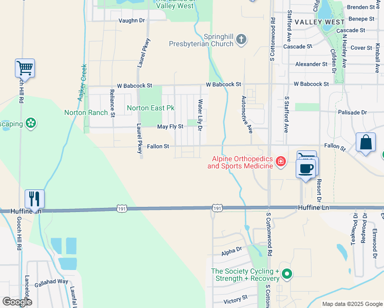 map of restaurants, bars, coffee shops, grocery stores, and more near 5130 Fallon Street in Bozeman