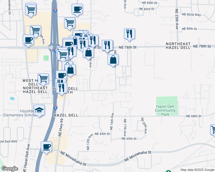 map of restaurants, bars, coffee shops, grocery stores, and more near 7216 Northeast 16th Avenue in Vancouver