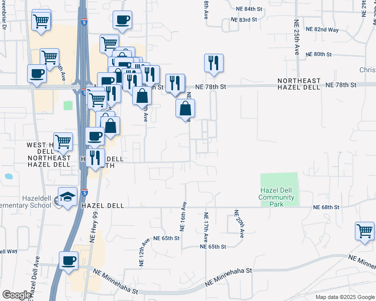 map of restaurants, bars, coffee shops, grocery stores, and more near 7212 Northeast 16th Avenue in Vancouver