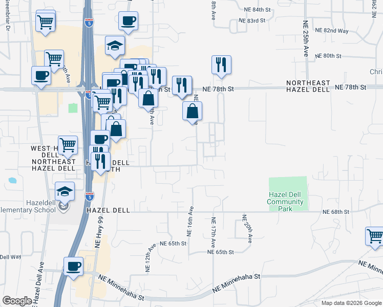 map of restaurants, bars, coffee shops, grocery stores, and more near 7302 Northeast 16th Avenue in Vancouver