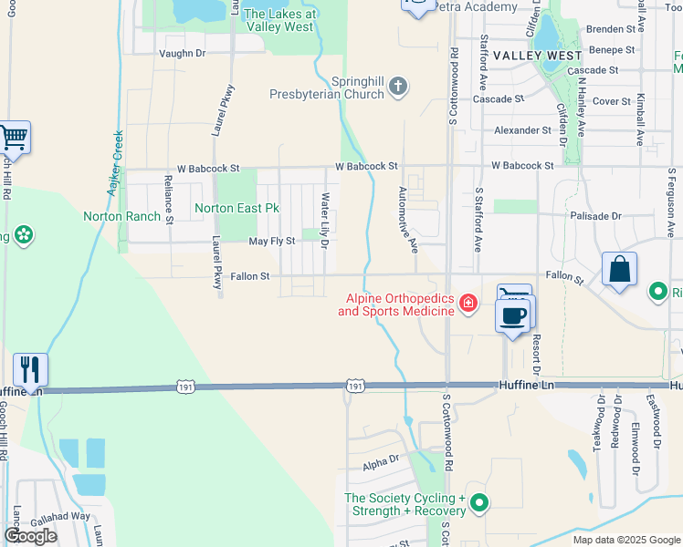 map of restaurants, bars, coffee shops, grocery stores, and more near 5151 Fallon Street in Bozeman