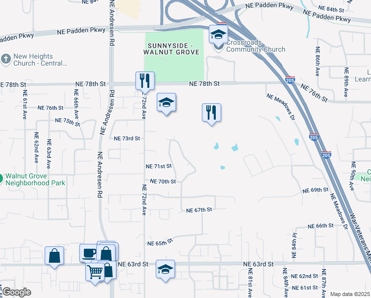 map of restaurants, bars, coffee shops, grocery stores, and more near 7214 Northeast Fairway Avenue in Vancouver