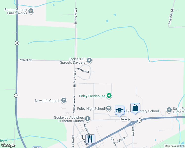 map of restaurants, bars, coffee shops, grocery stores, and more near 172 Lone Ridge Lane in Foley