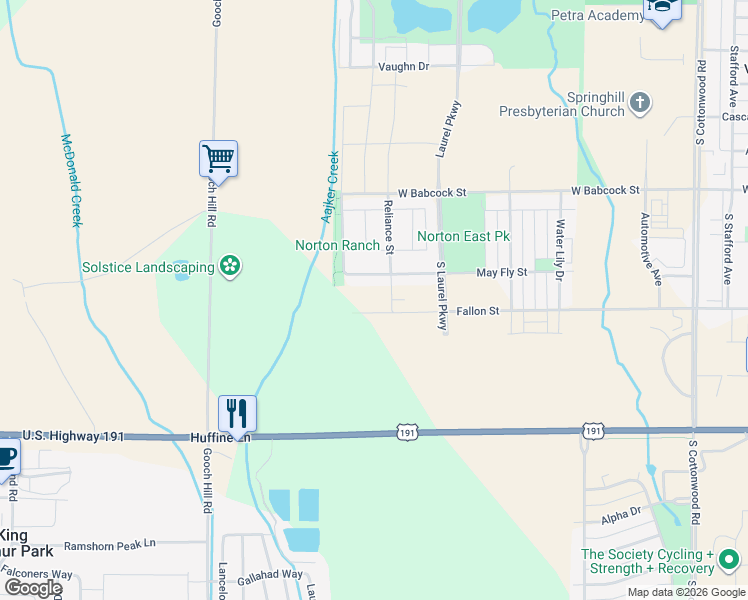 map of restaurants, bars, coffee shops, grocery stores, and more near 8507 Huffine Lane in Bozeman