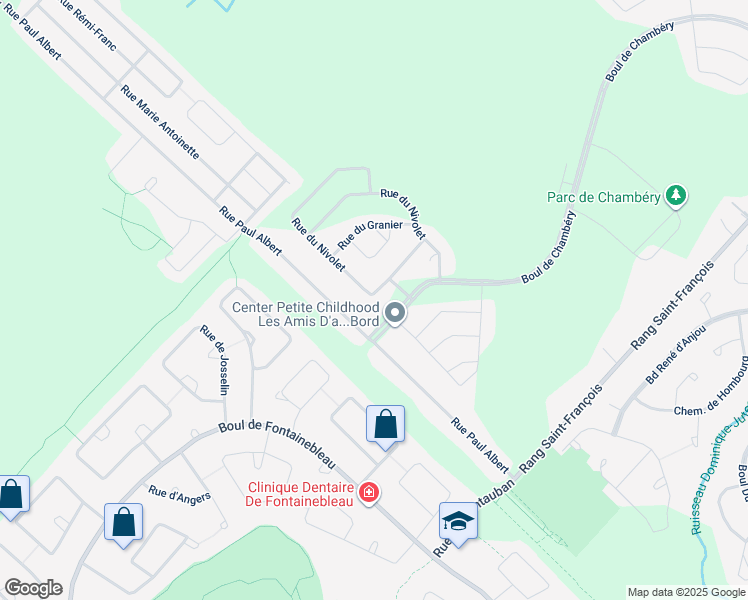 map of restaurants, bars, coffee shops, grocery stores, and more near 130 Rue du Nivolet in Blainville