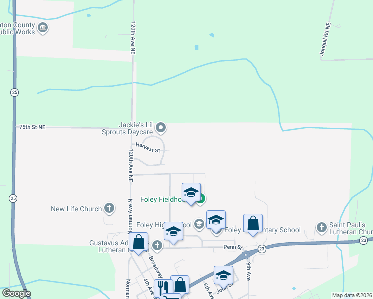 map of restaurants, bars, coffee shops, grocery stores, and more near 172 Lone Ridge Lane in Foley