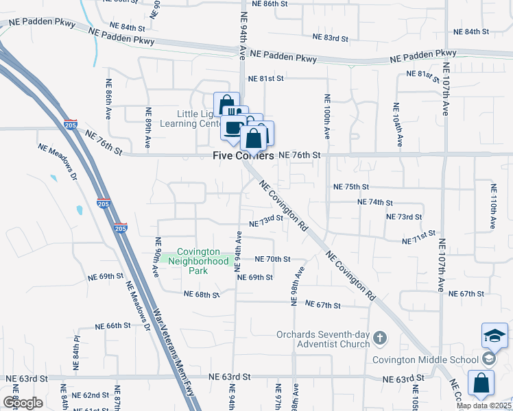 map of restaurants, bars, coffee shops, grocery stores, and more near 9402-9625 Northeast 73rd Circle in Vancouver