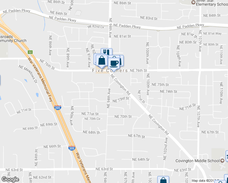 map of restaurants, bars, coffee shops, grocery stores, and more near 9508 Northeast 73rd Circle in Vancouver