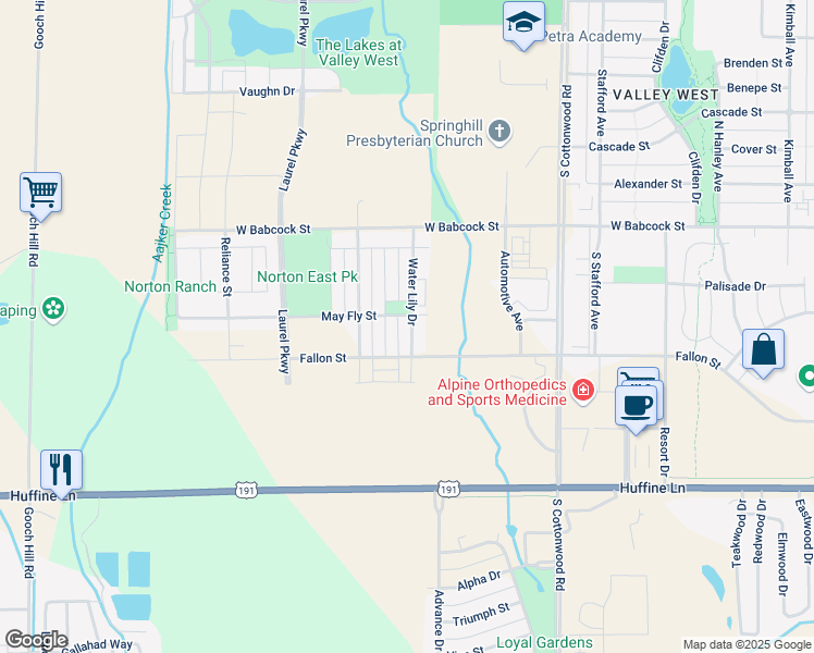 map of restaurants, bars, coffee shops, grocery stores, and more near 5151 Fallon Street in Bozeman