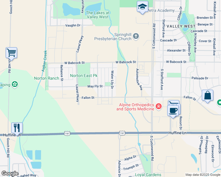 map of restaurants, bars, coffee shops, grocery stores, and more near 5151 Fallon Street in Bozeman