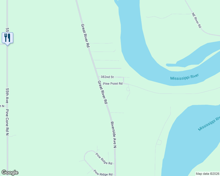 map of restaurants, bars, coffee shops, grocery stores, and more near 4763 382nd Street in Sartell