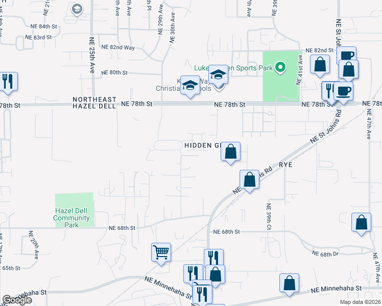 map of restaurants, bars, coffee shops, grocery stores, and more near 7411 Northeast 31st Avenue in Vancouver